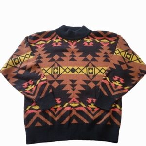 VTG Rafferty Size Large 8 Acrylic Southwest Boho Retro Sweater Brown Black